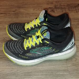 Brooks Glycerin 19 Black and Neon Yellow Athletic Shoes Men's Size 10D Medium